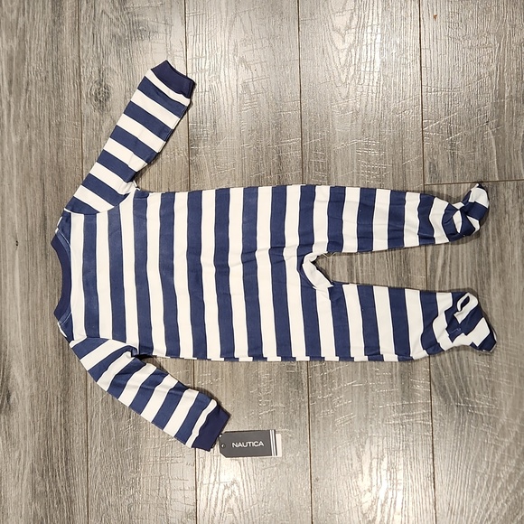 NWT Nautica Boys sz 6/9M Striped One Piece Bodysuit 100% cotton - Picture 5 of 6